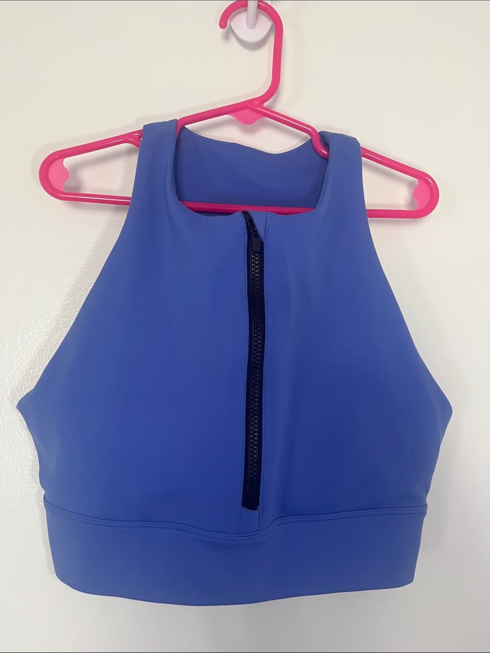 Peloton Precise & Charged High Neck Zip Front Sports Bra Blue Small